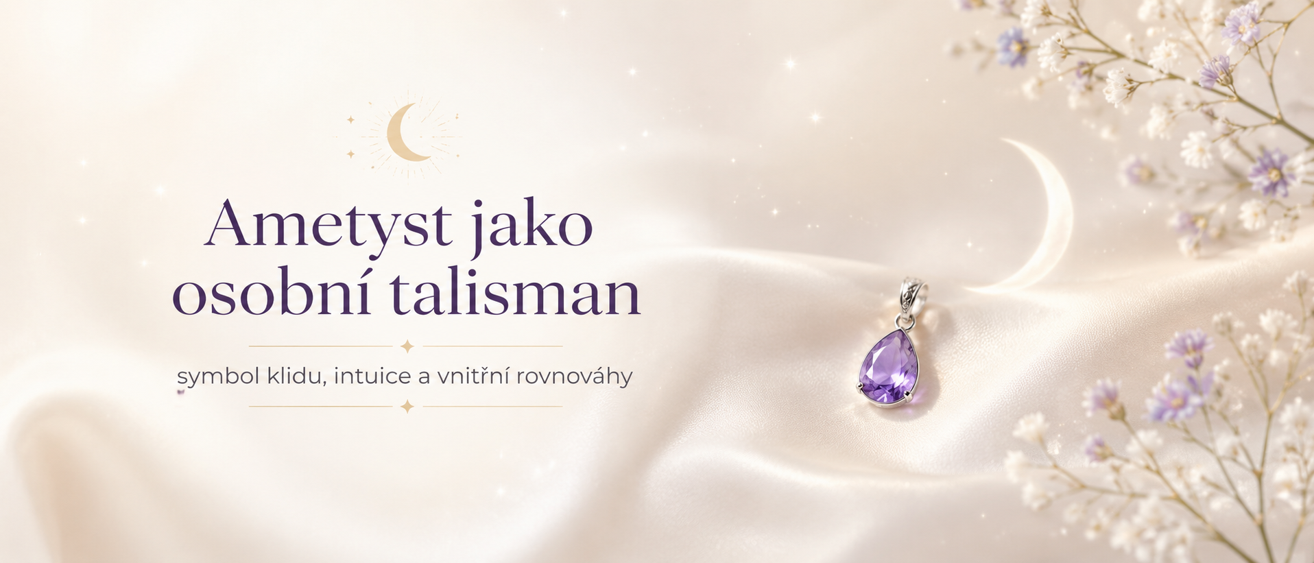 Ametystový přívěsek jako osobní talisman se symbolikou klidu, intuice a vnitřní rovnováhy