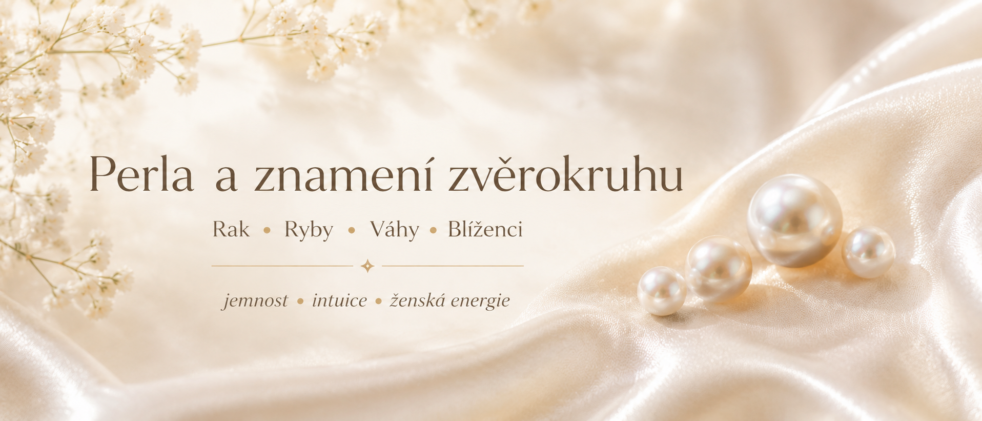Perla a znamení zvěrokruhu Rak, Ryby, Váhy a Blíženci se symbolikou jemnosti, intuice a ženské energie
