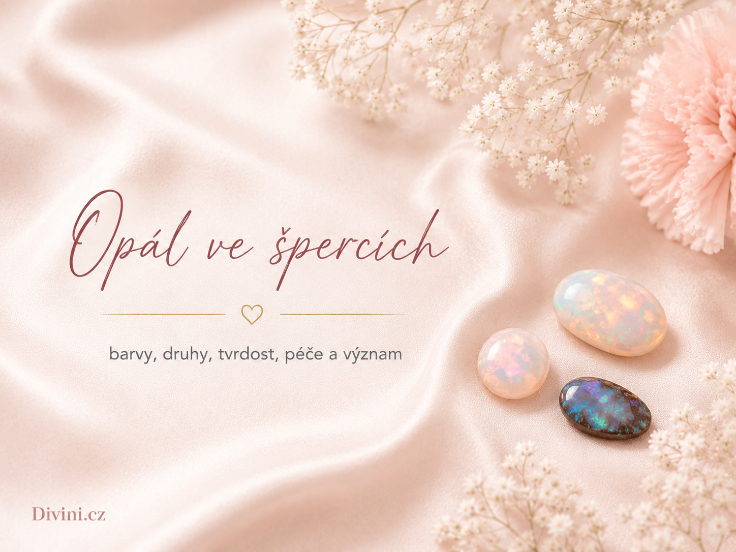 Přírodní opály v jemných odstínech – bílý, modrý, růžový a oranžový opál