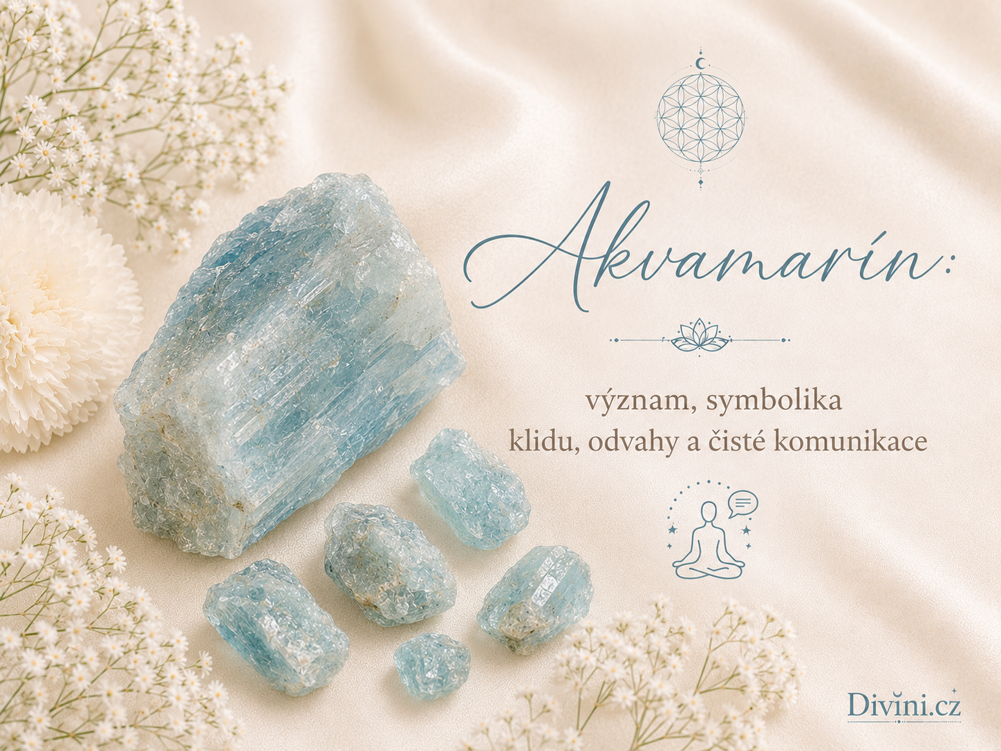 Akvamarín – surový modrý kámen se symbolikou klidu, odvahy a komunikace