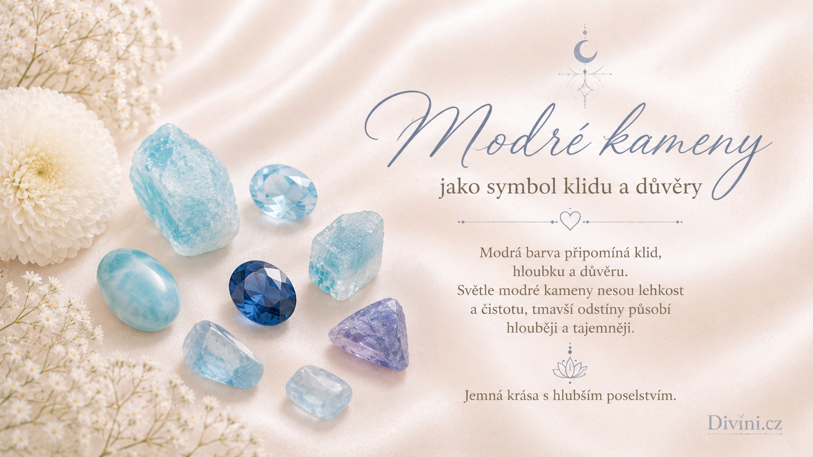 Modré kameny jako symbol klidu, důvěry a vnitřní hloubky