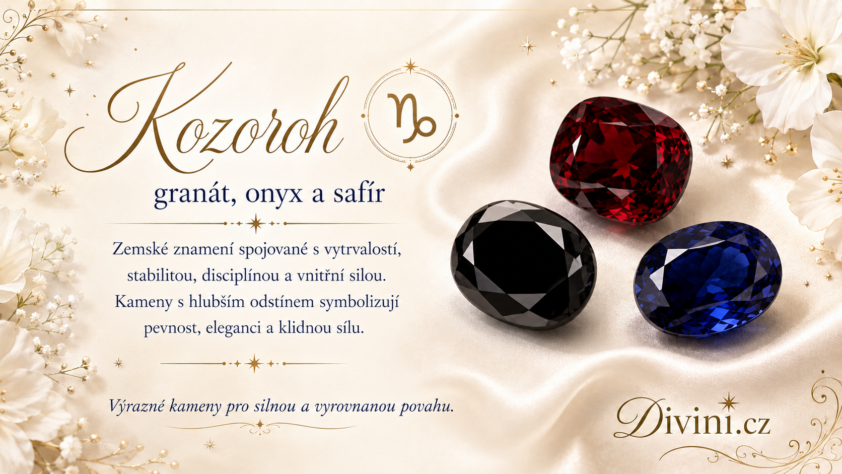 Kozoroh a jeho kameny – granát, onyx a safír