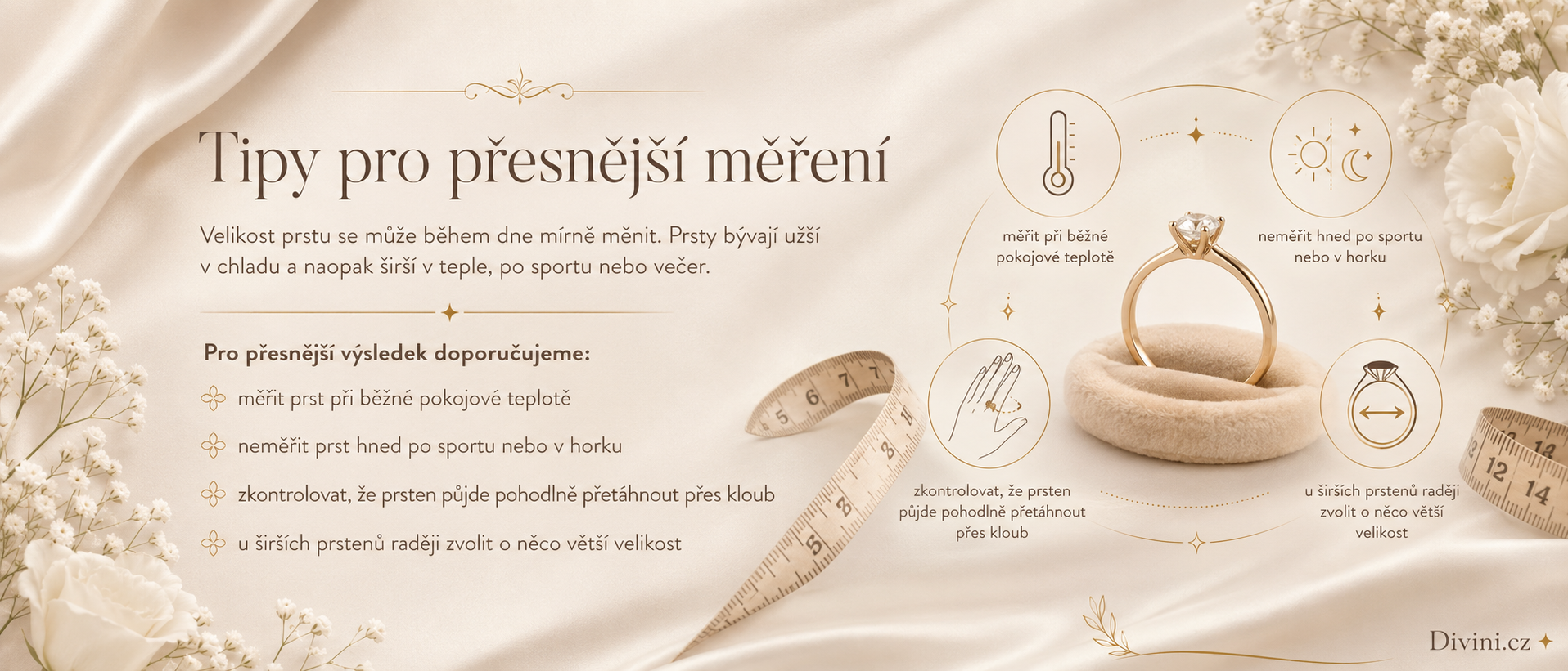 Tipy pro přesnější měření velikosti prstenu