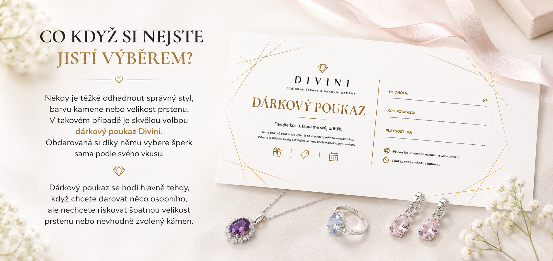 Dárkový poukaz Divini jako elegantní dárek při nejistém výběru šperku