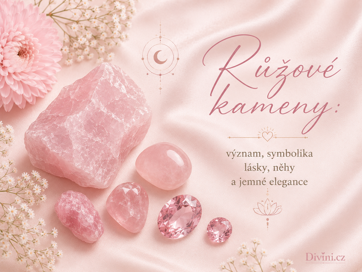 Růžové kameny jako symbol lásky, něhy a jemné elegance ve špercích