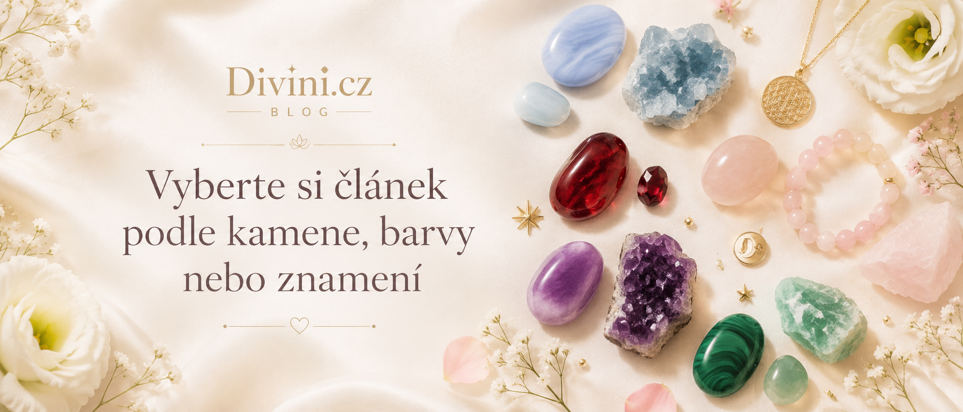 Přehled článků o drahých kamenech podle kamene, barvy nebo znamení