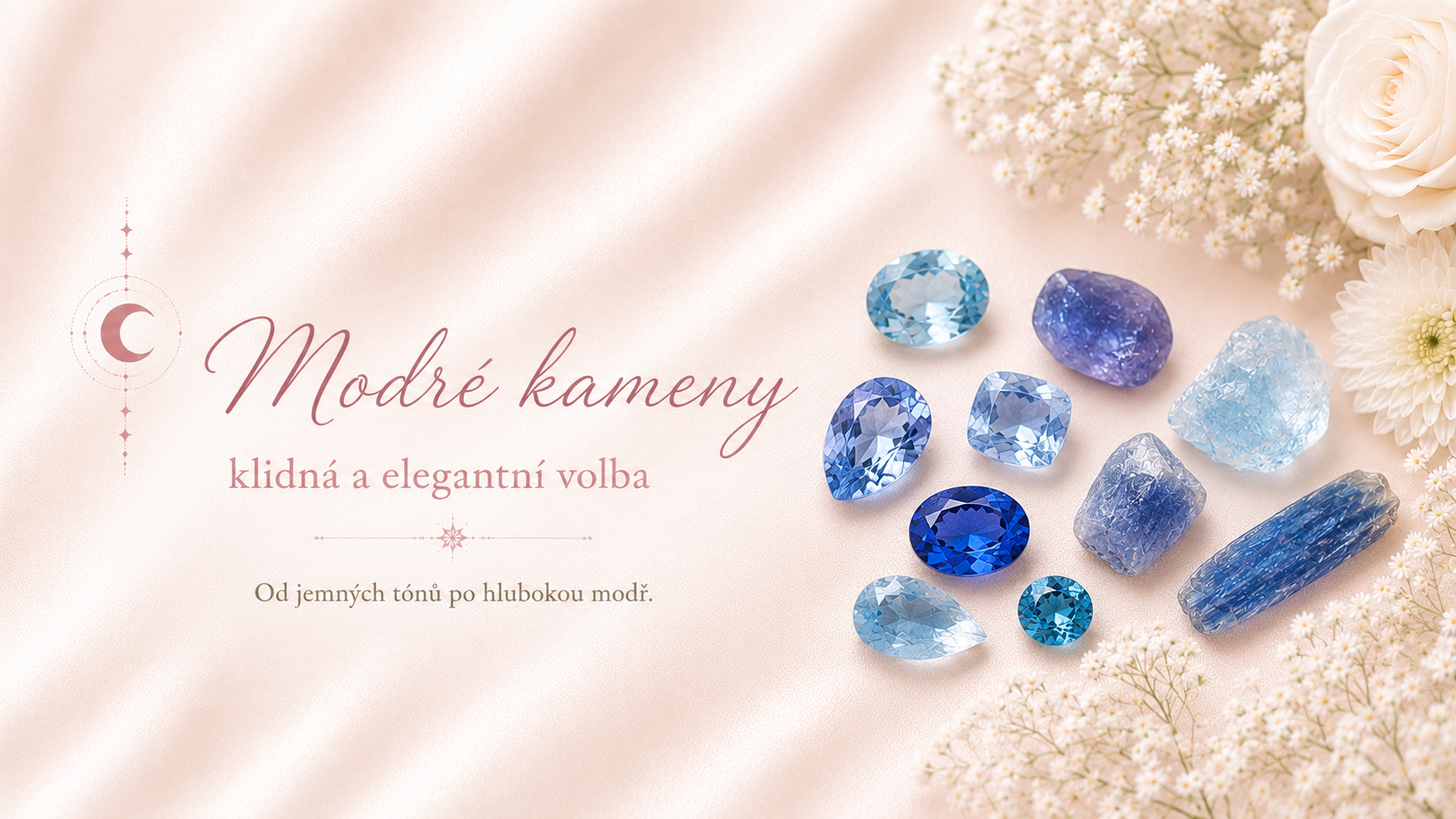 Modré přírodní kameny ve světlých a tmavých odstínech