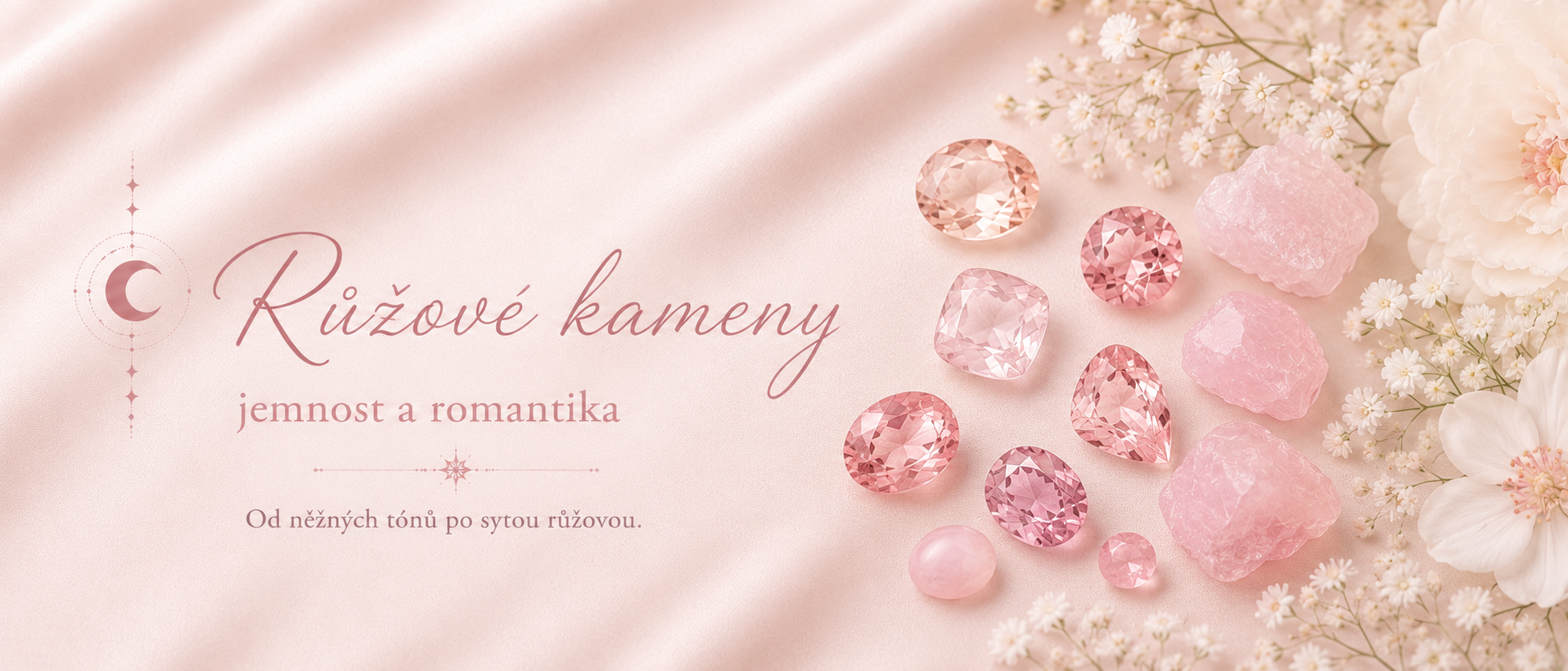 Růžové přírodní kameny v jemných i sytějších odstínech