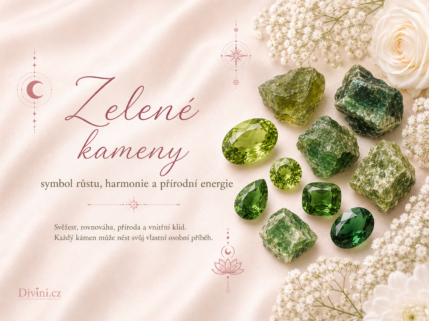 Zelené kameny jako symbol růstu, harmonie a přírodní energie